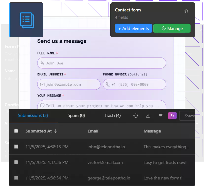 Lead generation forms from TeleportHQ